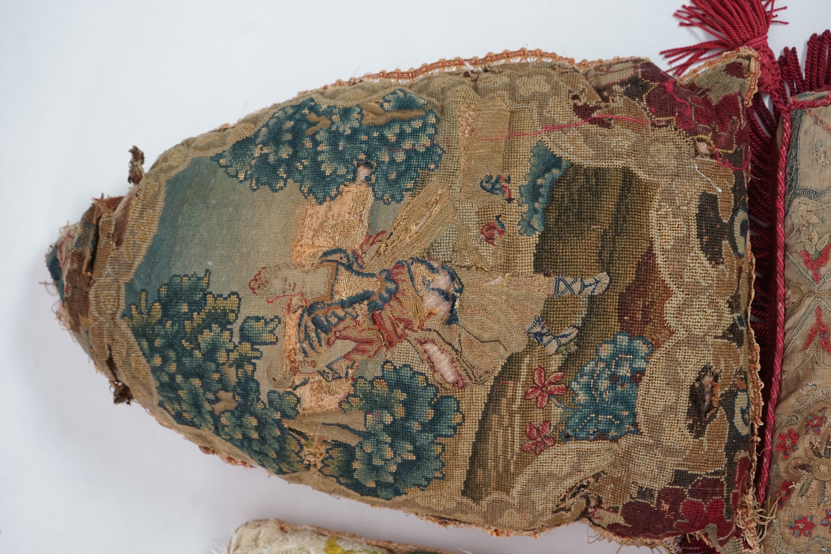 Four various fragments from the 18th and 19th century made into cushions